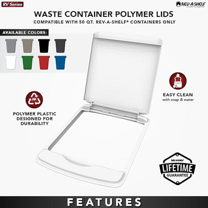 Rev-A-Shelf 50 Qt Under Sink Garbage Can Lid for Base Kitchen and Bathroom Cabinet, Replacement Plastic Trash Bin Lid Only, Black, RV-50-LID-18-1-40