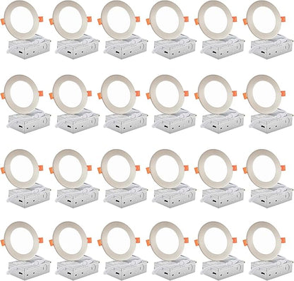 DLLT LED Recessed Ceiling Light: 24 Pack 4 Inch Brushed Nickel Recessed Lighting