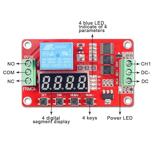 UCTRONICS DC 12V Programmable Multifunction Time Delay Relay Module, On Delay and Off Delay 0.1s to 270h Timer with Segment LEDs Display for Smart Home, Automatic Control