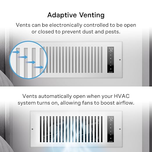 AC Infinity AIRTAP T6, White Register Booster Fan for 6”x12” Openings | Automatic Open/Close Vents, Wireless LCD Temperature Controller, WiFi App, Quiet 10-Speeds, Smart Home