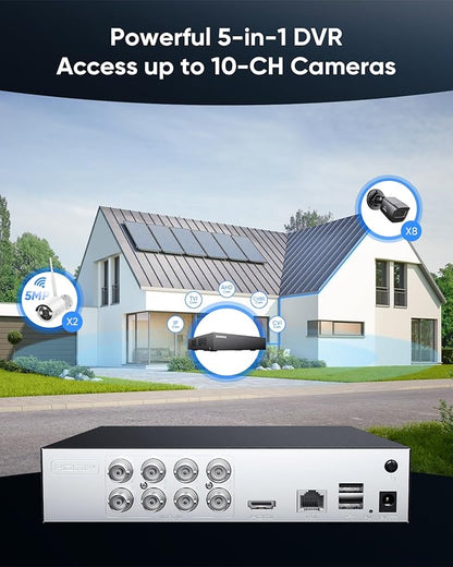 SANNCE 1080P Security Camera System 8CH Home Surveillance DVR and 8PCS 1080P Weatherproof Outdoor CCTV Camera with 100ft Night Vision, Easy Remote Access, Smart Playback(1TB HDD)