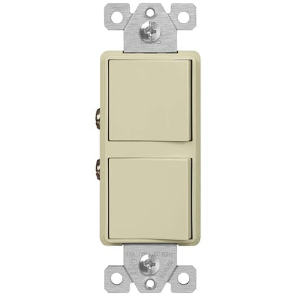 ENERLITES Ivory Double Paddle Decorator 3-Way Switch, 15A, 1 Pack