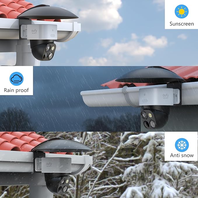 HOLACA Universal PTZ Camera Gutter Mount and Sun Rain Shade Cover for AOSU ANSQUE Eufy SEHMUA Tapo Cinnado Reolink Security Cameras, Shield Compatible with PTZ Cameras