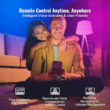 Happybuy Smart Light Bulbs, 4-Pack, 9W, 800 Lumens, Multicolor, Smart Control for Vera, Google, Alexa, iOS, Android, RGB