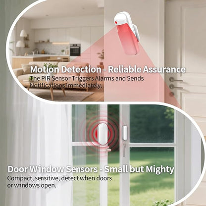 NUNET Wireless Smart Home Security System, 15-Piece Alarm Kit (Motion Sensors, Siren, Remote) - WiFi Alarm System for Home Safety, APP Alerts, Alexa/Google Compatible, No Monthly Fee, Easy Setup