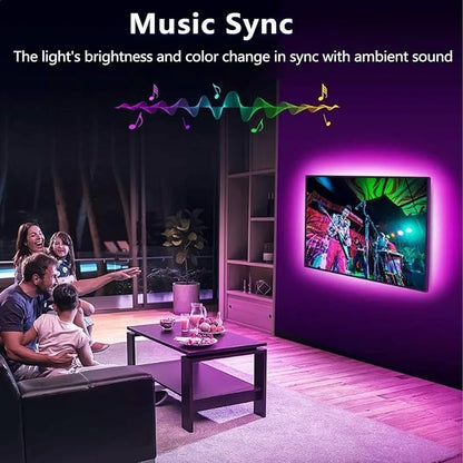 LED Lights for TV, 16.4ft LED Lights for 45-75 Inch TVs, RGB TV Backlight Behind, Music Sync Bluetooth APP/RF Remote Control Strip Lights USB Powered for Bedroom/Gaming
