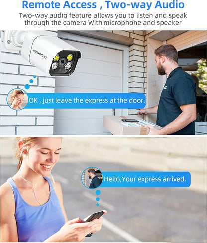 WESECUU Poe Security Camera System, 4K CCTV Camera Security System 4pcs IP Home Security Cameras Outdoor, 2-Way Audio, Human Detection Home Camera System (8 CAM)