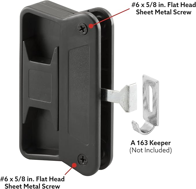 Prime-Line A 168 Black Plastic, Sliding Screen Door Latch and Pull, fits Superior (Single Pack), Black