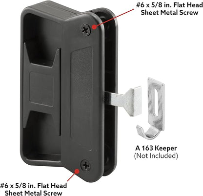 Prime-Line A 168 Black Plastic, Sliding Screen Door Latch and Pull, fits Superior (Single Pack), Black