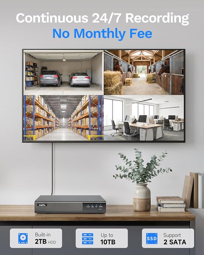 4K PoE Security Camera System, 16CH NVR Kit with 8× 8MP IP Bullet Cameras