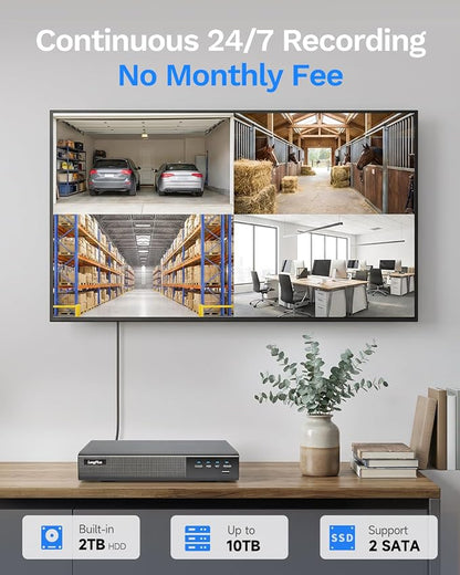4K PoE Security Camera System, 16CH NVR Kit with 8× 8MP IP Bullet Cameras