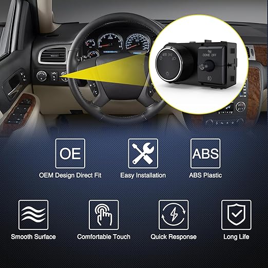 Nilight Headlight Dimmer Switch Compatible with 2007 2008 2009 2010 2011 2013 Chevy Silverado 1500 2500HD 3500HD Tahoe 2007-2014 GMC Sierra 2500HD 3500HD Yukon Greenish LED Light