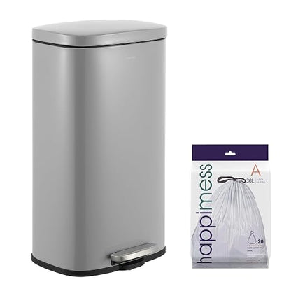 happimess Curtis 8 Gal Step Trash Can Soft Close 25", Gloss Gray