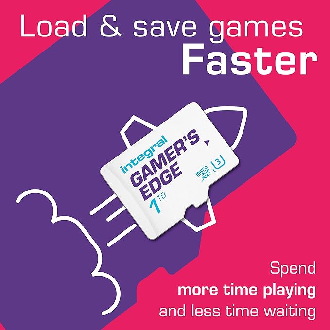 Integral 1TB Gamer's Edge Micro SD Card for the Valve Steam Deck and Nintendo Switch, Switch Lite & Switch OLED - Load & Save Games Fast, Store Games, DLC & Save Data, Built To Give You The Edge