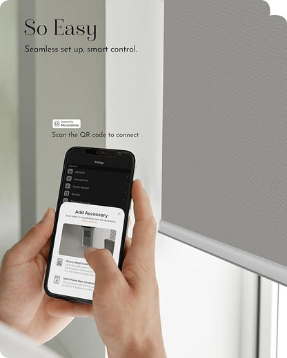 Graywind Smart Roller Shades 100% Blackout Window Blinds with APP Control Customized Automatic Shades for Home and Office(36" Wx72 H,Grey)