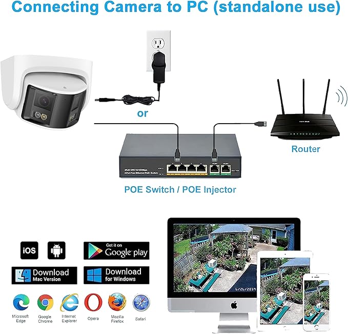 Acusense 8MP Dual Lens PoE IP Camera Outdoor Compatible with Ⲏіkconnect/ iVMS4200/ Guarding Vision, 180° Panoramic Wide Angle, Smart IR & White Light Night Vision, Plastic Casing IP Ethernet Cameras