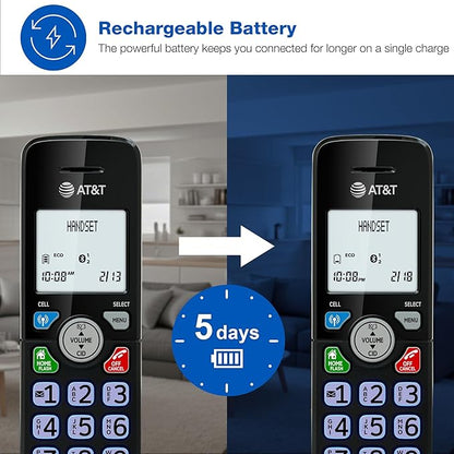 AT&T Accessory Handset for DL72X79 Series Cordless Phone with Bluetooth Connect to Cell, DECT 6.0, Big Buttons, Unsurpassed Range, ECO Mode, Backlit Display, Supports Up to 5 Total Handsets: DL70079