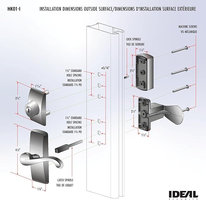 Ideal Security GL Door Lever Set with Keyed Deadbolt Lock for Storm and Screen Doors, Black (4-Piece Set)