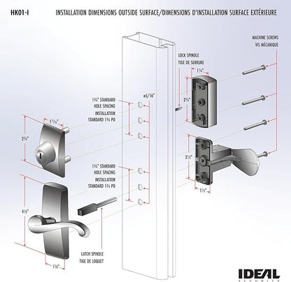 Ideal Security GL Door Lever Set with Keyed Deadbolt Lock for Storm and Screen Doors, Black (4-Piece Set)