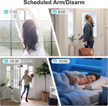 125dB WiFi PIR Motion Sensor Alarm Indoor, with Wireless DIY Smart Door/Window Alarm for Home Security with Phone APP Alert 4 Pieces-Kit, for Driveway, Shed, Home, Van, Shop