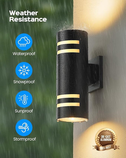 KIZON Outdoor Wall Lights with Dusk to Dawn Sensor, Cylinder Outdoor Light Fixture Wall Mount, Matte Black Porch Light Bulbs Included, Outdoor Wall Sconce for House Garage Patio, ETL Listed