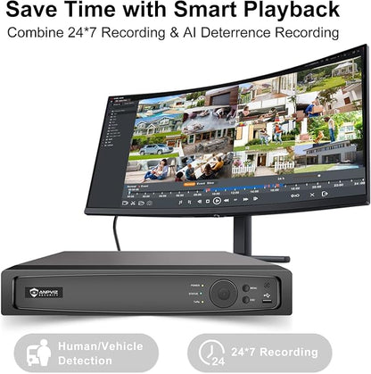 Anpviz AI 12MP 8CH POE NVR (12MP/8MP/6MP/5MP/4MP) Smart AI POE Network Video Recorder - Supports up to 8 x 12MP/4K IP Cameras, 8-Channel Power Over Ethernet Pre-installed 2TB NVR7608Q18P-2TB(H Series)