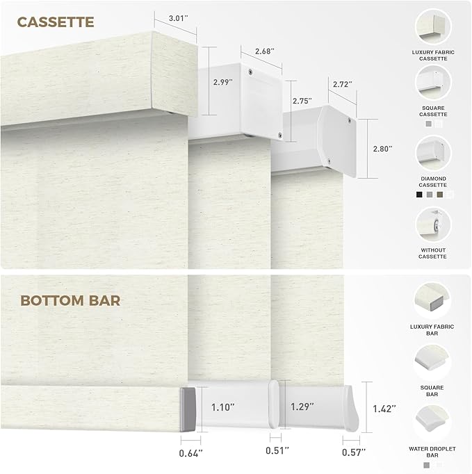 HeyBlinds Motorized Blinds with Remote, Smart Roller Shades with App & Voice Control, Work with Alexa Google HomeKit, Light Filtering Custom Window Shades for Living Room Office (Nature-Oat Milk LF)