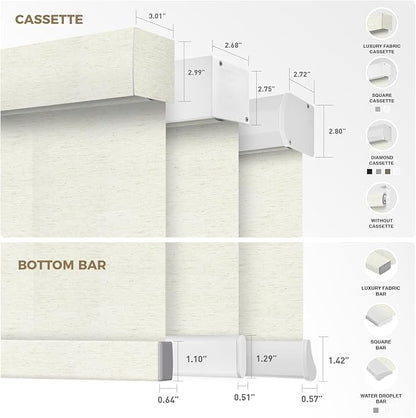 HeyBlinds Motorized Blinds with Remote, Smart Roller Shades with App & Voice Control, Work with Alexa Google HomeKit, Light Filtering Custom Window Shades for Living Room Office (Nature-Oat Milk LF)