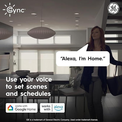Cync GE Reveal HD+ Wafer Smart LED Downlight Fixture, Full Color Changing Lights, WiFi and Bluetooth LED Lights, 760 Lumens, Works with Google Home and Amazon Alexa, 4 Inches (2 Pack)