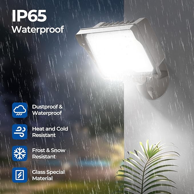 CINOTON 55W LED Flood Light 3CCT (3000K/4000K/5000K), 7700LM Dusk-to-Dawn Photocell Outdoor Security Lighting, 120V IP65 Aluminum Wall Pack for Porch/Barn, 180° Knuckle Mount, 2 Modes, ETL, 2 Pack