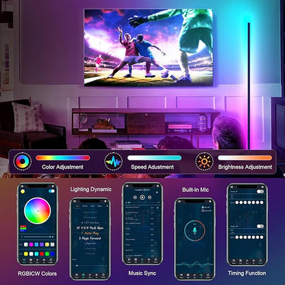 Tyute LED Corner Floor Lamp, 68+ Scenes, 16 Million Colors Corner Light with App & Remote Control, Smart RGB Ambient Lighting with Music Sync, Mood Lighting for Bedroom, Living Room, Gaming Room
