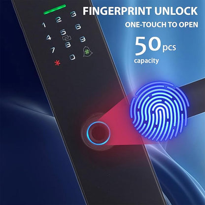 Smart Lock WiFi Keyless Entry Door Lock TY APP, Fingerprint, Password, Card, Mechanical Key Unlocking Methods Door Lock for 35-60mm Thickness Office Home Bedroom Door