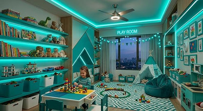 Teal 10 Foot Led Lights Strip Indoor Rope Lights Easy DIY Cuttable Strip Lights for Room Bathroom Living Room Kitchen Ceiling Wall Vanity Mirror Decor