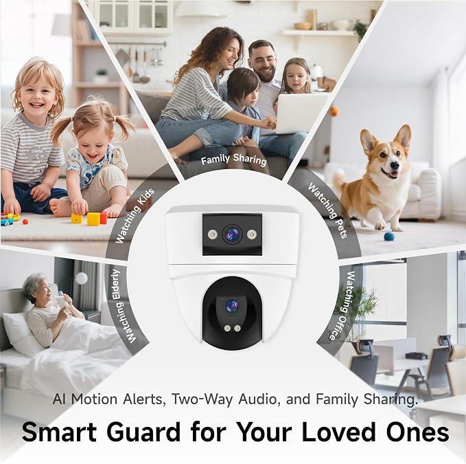 VSTARCAM 6MP Dual Lens Indoor Security Camera Wireless, 2.4G/5G WiFi Dual-Band with 360° PTZ & AI Auto Tracking, Color Night Vision, Two-Way Audio, Baby Monitor Pet Camera for 24/7 Home Security