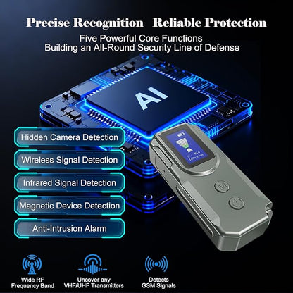 Next-Gen AI Hidden Camera Detectors, with HD Display, Smart Anti-Spy Device, Portable Wireless/RF Signal Scanner for Hotels, Travel, Home & Office (Metallic Gray)