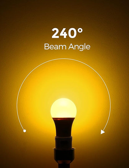 L LOHAS LED 40W Equivalent A19 Amber Porch Light Bulbs, 6W Dusk to Dawn Sensor Yellow Bug Light Bulbs for Outdoor, 2000K E26, 4 Pack