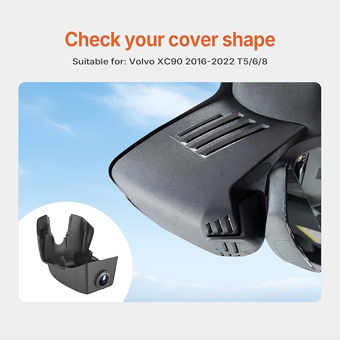 Volvo Dash Cam for XC90 2016-2022 T5/6/8, 4K Dash Camera with OEM-Style, No Visible Wires, Breeze Installation, Night Vision, WiFi & App, Parking Mode, Plug and Play, Loop Recording, 64GB Card
