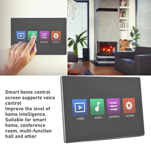 Smart Home 10 inch Multifunctional Intelligent Control Touch Screen, 4GB 32GB Background Music Central Control Panel, with Voice Control, Home Audiovisual Control System (US Plug