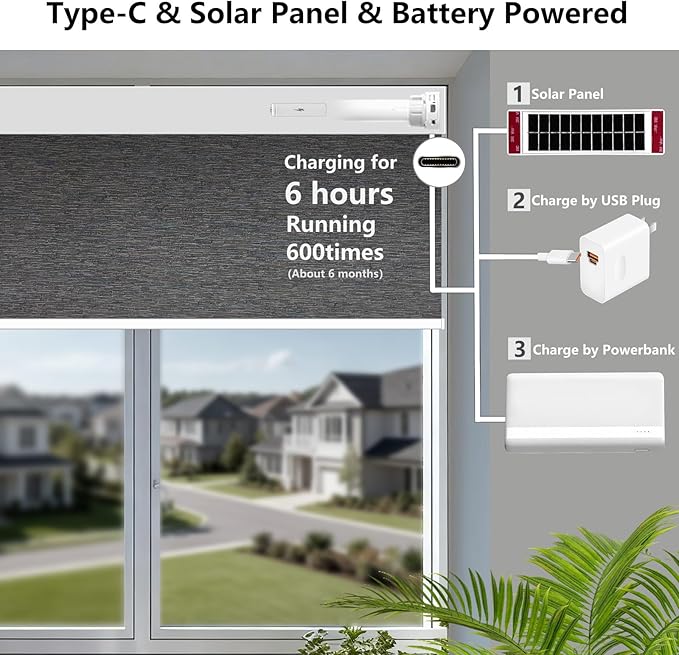 Motorized Blackout Roller Shades with Remote – Smart Blinds for Bedroom, Alexa Google Home Siri, Matter Compatible, Custom Electric Window Shades, Cordless Rechargeable