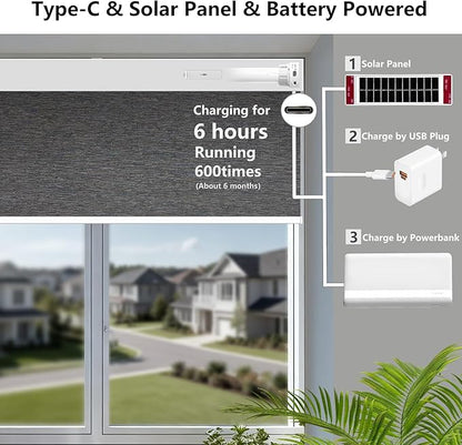 Motorized Blackout Roller Shades with Remote – Smart Blinds for Bedroom, Alexa Google Home Siri, Matter Compatible, Custom Electric Window Shades, Cordless Rechargeable