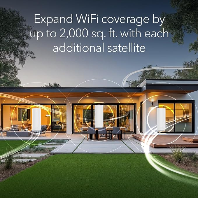 NETGEAR Orbi 370 Series (RBE370) Dual-Band WiFi 7 Mesh Network Add-on Satellite – Works with RBE372, RBE373, RBE374, Security Features, 5 Gbps, Adds Coverage up to 2,000 sq. ft., BE5000 (Pack of 2)