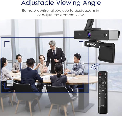 Zoom Certified, NexiGo N950P 4K Zoomable Webcam with Remote Control, Sony_Starvis Sensor, 5X Digital Zoom, Pro Web Camera with Dual Stereo Mics, for Zoom Skype Teams Twitch