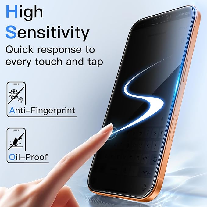 JETech 360 Degree Privacy Screen Protector for iPhone 17 Pro Max 6.9-Inch, 4-Way Anti-Spy Tempered Glass Film with Easy Installation Tool, 2-Pack