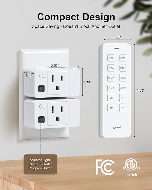 Remote Control Outlet with Countdown Timer, Portable Magnetic Switch