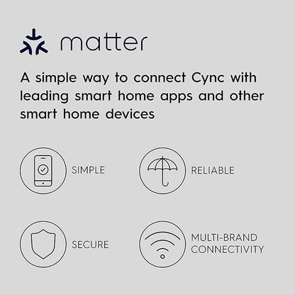 Cync Direct Connect A21 Smart LED Light Bulb, Color Changing Smart Lights, Matter Compatible, Compatible with Alexa and Google Home (4 Pack)
