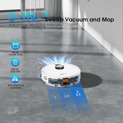 SHELIKI Robot Vacuum and Mop Combo, 70-Day Self-Emptying Robotic Vacuum Cleaner, Super Thin, Quiet, LiDAR Navigation, App & Voice Control, Perfect for Pet Hair, Carpets, Hard Floors