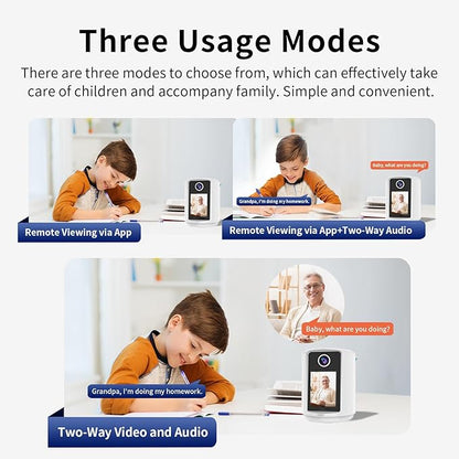 EVERSECU 2 Way Video Baby Camera with 2.4" HD Screen&Warm Nightlight, One-Button Video Call, 2K HD Resolution, Pan/Tilt/Zoom, Human Detection&Auto Tracking, Work with Alexa, SD Card&Cloud Storage