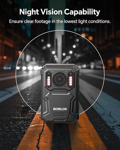 BOBLOV KJ23Pro 2K Body Camera, 256GB Body Worn Camera with Night Vision, 4000mAh Battery for 15 Hours Continuous Recording, with Car Suction for Dashcams, Law Enforcement, Security, Outdoor Work