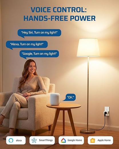 DEWENWILS Matter Smart Plug, Work with Alexa, Apple Home, Google, SmartThings, Outlet with Schedule and Timer, FFS Easy Setup, 100% Privacy 15A/1800W, APP Voice Control, 2.4G Wi-Fi Only, 4 Pack