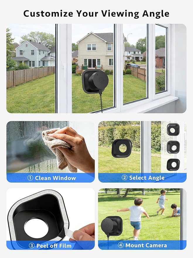 Septekon 5G Window Camera, No-Drill 18° Tilt Mount, Indoor Security Camera